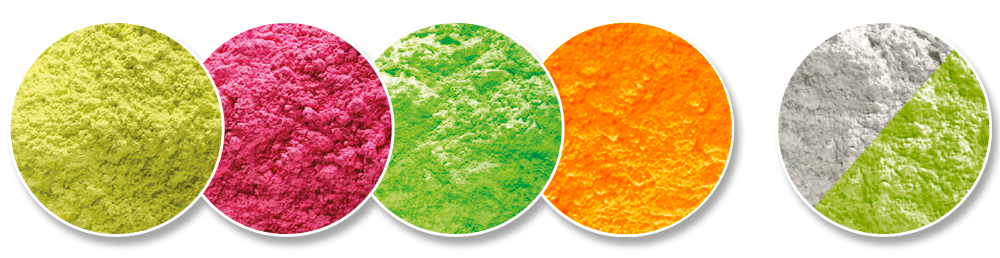 Fluodust und seine verschiedenen Farben.